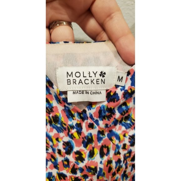 MOLLY BRACKEN Leopard Multicolor Spaghetti Straps Midi Dress - Picture 2 of 4